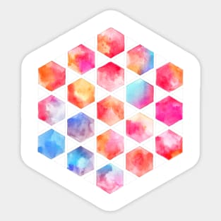 Radiant Hexagons - geometric watercolor painting Sticker